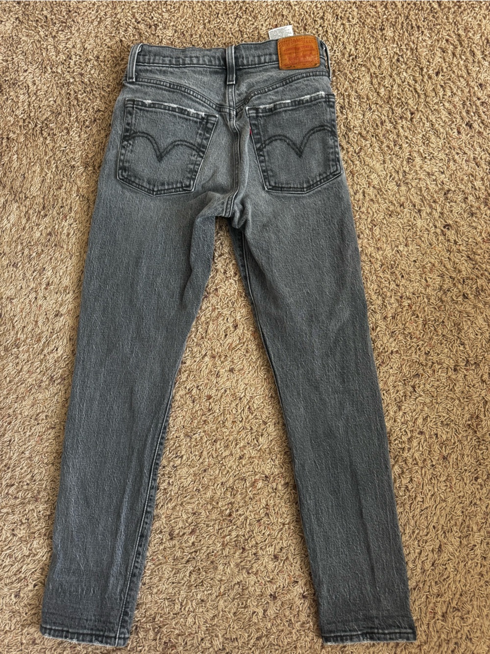501 Levi's Premium Gray Denim Jeans with Red Logo Detail Size 24 x 28